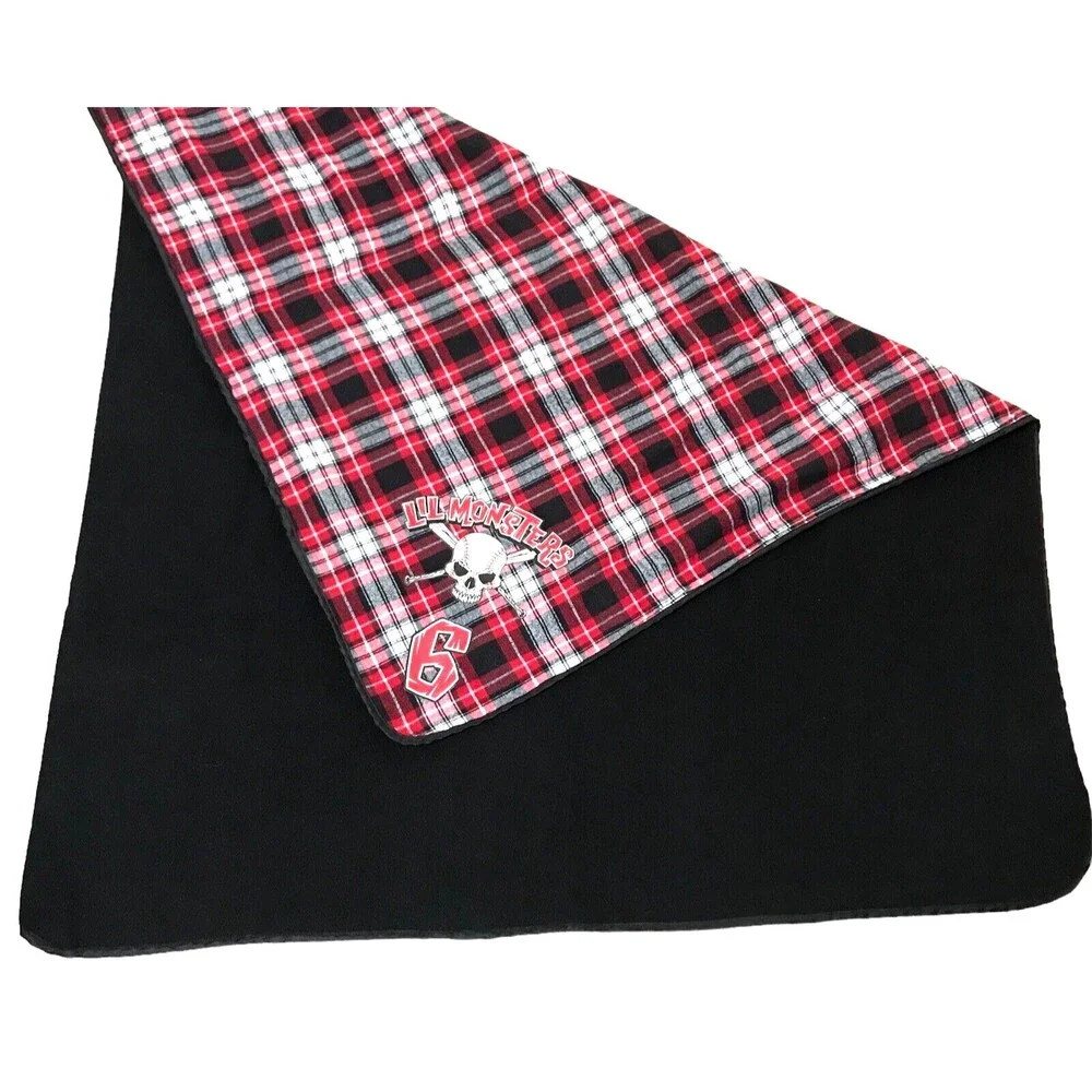 Boxercraft Everest Blanket Lil Monsters 6 Red Black White Tartan Plaid 48